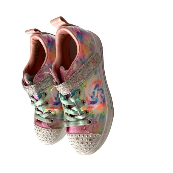 Skechers Twinkle Toes Girls Size 1.5 Pink Multicolor Sneaker Shoes Lights up - Picture 3 of 8